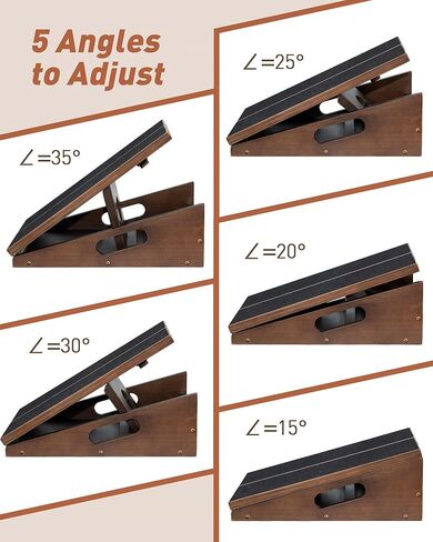 Slant Board for Calf Stretching, Calf Stretcher Slant Board, Incline Board and Hamstring Stretcher, MWAOWM Upgrade Adjustable Professional Wooden Slant Board for Calf Stretching with Non-Slip Pad in Kuwait