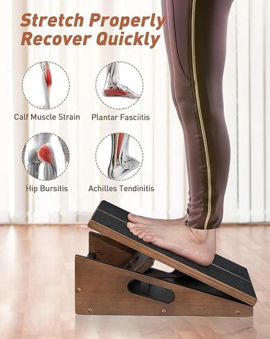 Slant Board for Calf Stretching, Calf Stretcher Slant Board, Incline Board and Hamstring Stretcher, MWAOWM Upgrade Adjustable Professional Wooden Slant Board for Calf Stretching with Non-Slip Pad in Kuwait