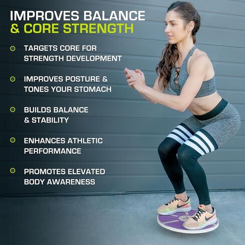 ProSource Wooden Balance Board Non-Slip Wobble Core Trainer 15.75in (39.5cm) Diameter with 360 Rotation for Stability Training, Full Body Exercises, Physical Therapy in Kuwait