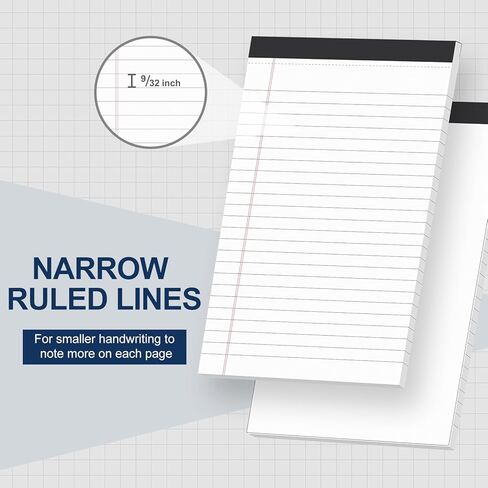 وسادات ملاحظات VITEVER مقاس 5 × 8 بوصة، [8 عبوات] وسادات كتابة مبطنة للمكتب، دفتر ملاحظات مبطن، مسطر ضيق، 28 ورقة/وسادة، أبيض in Kuwait