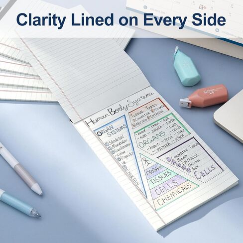 وسادات ملاحظات VITEVER مقاس 5 × 8 بوصة، [8 عبوات] وسادات كتابة مبطنة للمكتب، دفتر ملاحظات مبطن، مسطر ضيق، 28 ورقة/وسادة، أبيض in Kuwait