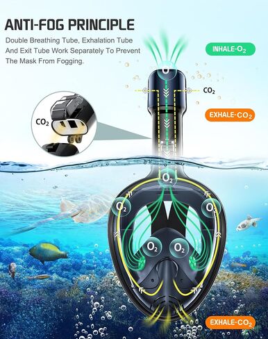 Greatever Full Face Snorkel Mask, Snorkeling Gear for Adults with Latest Dry Top Breathing System & Detachable Camera Mount, Anti-Fog & Anti-Leak(Navy Blue, S/M) in Saudi Arabia