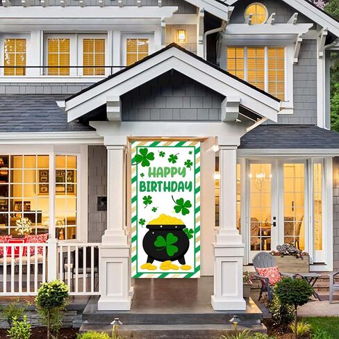 ديكورات يوم القديس باتريك، لافتة يوم القديس باتريك، خلفية عيد ميلاد سعيد، ديكور بموضوع شامروك لشرفة الباب، يوم القديس باتريك، زخرفة أيرلندية لمستلزمات حفلات الحديقة، هدايا خلفية الفناء in Kuwait