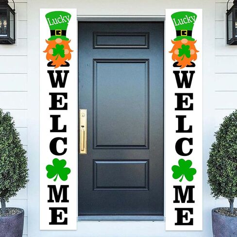 ديكورات يوم القديس باتريك، لافتة عيد القديس باتريك، خلفية ترحيب محظوظة، خلفية شامروك، ديكور لباب الشرفة، يوم القديس باتريك، زخرفة أيرلندية لمستلزمات حفلات الحديقة، دعامات كشك الصور في الفناء in Kuwait