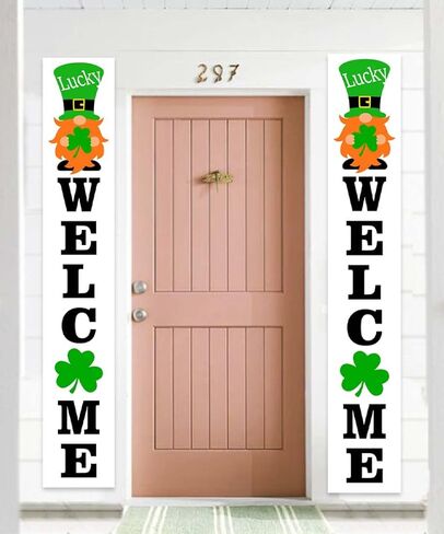 ديكورات يوم القديس باتريك، لافتة عيد القديس باتريك، خلفية ترحيب محظوظة، خلفية شامروك، ديكور لباب الشرفة، يوم القديس باتريك، زخرفة أيرلندية لمستلزمات حفلات الحديقة، دعامات كشك الصور في الفناء in Kuwait