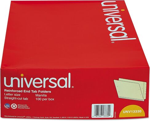 Universal UNV13330 Deluxe Reinforced Straight End Tab Folders - Letter, Manila (100/Box) in Saudi Arabia