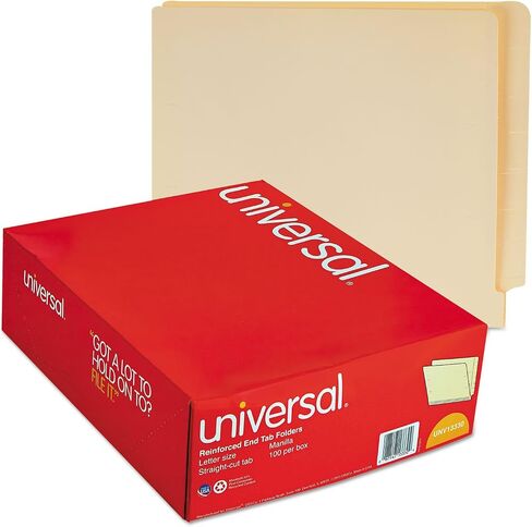 Universal UNV13330 Deluxe Reinforced Straight End Tab Folders - Letter, Manila (100/Box) in Saudi Arabia