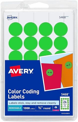 Avery 05468 Removable Labels, 3/4-Inch Round, 1008/PK, Green Neon in Saudi Arabia