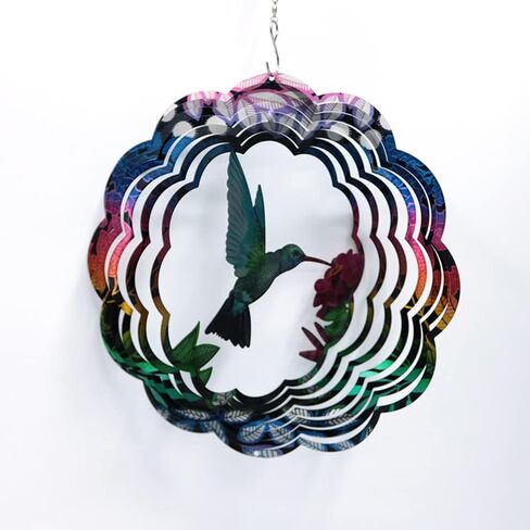 Hummingbird الفولاذ المقاوم للصدأ Weathervane-3D داخلي خارجي حديقة الديكور الحرف زخرفة - ديكور حديقة الفناء الداخلي (ملون، قطر 9.06 بوصة) in Kuwait