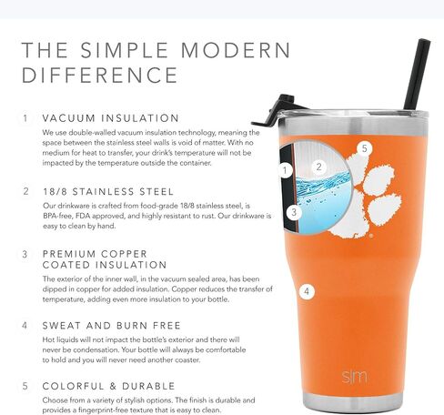 Simple Modern Officially Licensed Collegiate University Tumbler with Straw and Flip Lid Insulated Stainless Steel Thermos | Cruiser Collection | 30oz in Saudi Arabia