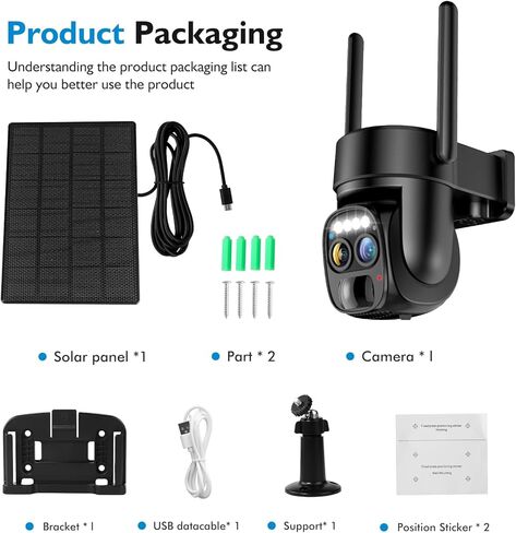 Hawkray Solar Security Wireless Outdoor Camera,10X Zoom,2K Resolution 360° Pan Tilt Control,WiFi Battery Powered Camera with Spotlight Siren PIR Motion Detection in Kuwait