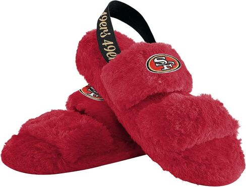 FOCO Womens NCAA College Team Color Heel Strap Wordmark Fuzzy Slide Slippers in Kuwait