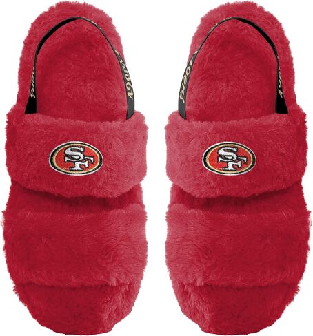 FOCO Womens NCAA College Team Color Heel Strap Wordmark Fuzzy Slide Slippers in Kuwait