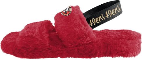 FOCO Womens NCAA College Team Color Heel Strap Wordmark Fuzzy Slide Slippers in Kuwait