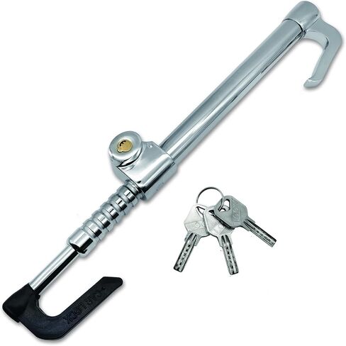 قفل عجلة القيادة عالي التحمل مضاد للسرقة، فضي، قفل دواسة فرامل صلبة، طول قابل للتعديل، مناسب عالمي للسيارات والشاحنات والقوافل وشاحنات الدفع الرباعي، مع 3 مفاتيح in Kuwait