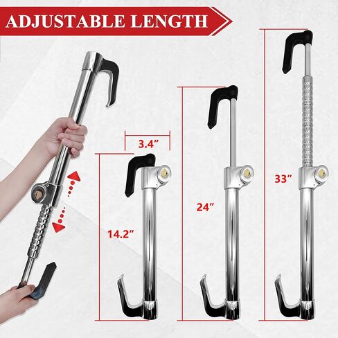 قفل عجلة القيادة عالي التحمل مضاد للسرقة، فضي، قفل دواسة فرامل صلبة، طول قابل للتعديل، مناسب عالمي للسيارات والشاحنات والقوافل وشاحنات الدفع الرباعي، مع 3 مفاتيح in Kuwait