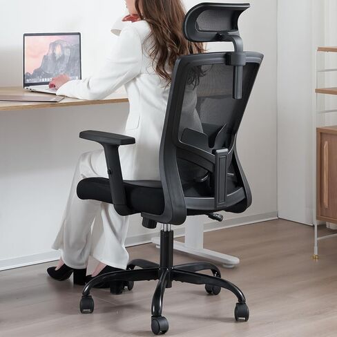 Ergonomic Office Chair, Large Tall Office Chair High Back, Adjustable Headrest with 2D Armrest, Lumbar Support, Swivel Computer Task Chair for Office, Tilt Function in Saudi Arabia