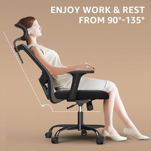 Ergonomic Office Chair, Large Tall Office Chair High Back, Adjustable Headrest with 2D Armrest, Lumbar Support, Swivel Computer Task Chair for Office, Tilt Function in Saudi Arabia