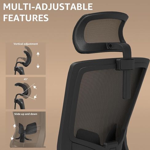 Ergonomic Office Chair, Large Tall Office Chair High Back, Adjustable Headrest with 2D Armrest, Lumbar Support, Swivel Computer Task Chair for Office, Tilt Function in Saudi Arabia