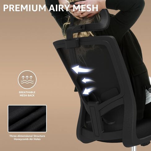 Ergonomic Office Chair, Large Tall Office Chair High Back, Adjustable Headrest with 2D Armrest, Lumbar Support, Swivel Computer Task Chair for Office, Tilt Function in Saudi Arabia
