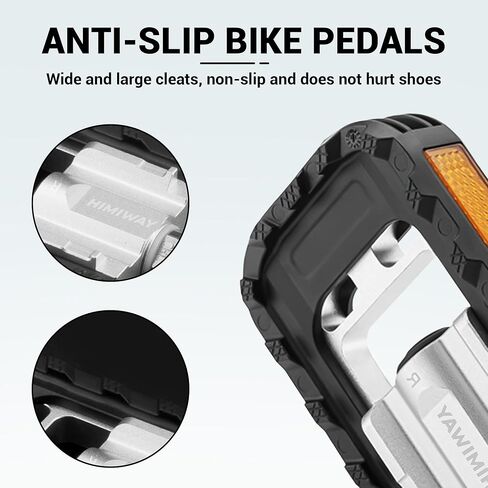 دواسات الدراجة القابلة للطي من Himiway مع شرائط عاكسة، دواسات دراجة من سبائك الألومنيوم قابلة للطي، دواسات ركوب الدراجات بمنصة واسعة غير قابلة للانزلاق مقاس 9/16 بوصة للدراجة القابلة للطي، دراجة BMX، دراجة MTB، دراجة الطريق in Kuwait