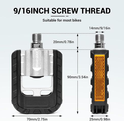دواسات الدراجة القابلة للطي من Himiway مع شرائط عاكسة، دواسات دراجة من سبائك الألومنيوم قابلة للطي، دواسات ركوب الدراجات بمنصة واسعة غير قابلة للانزلاق مقاس 9/16 بوصة للدراجة القابلة للطي، دراجة BMX، دراجة MTB، دراجة الطريق in Kuwait