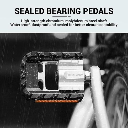 دواسات الدراجة القابلة للطي من Himiway مع شرائط عاكسة، دواسات دراجة من سبائك الألومنيوم قابلة للطي، دواسات ركوب الدراجات بمنصة واسعة غير قابلة للانزلاق مقاس 9/16 بوصة للدراجة القابلة للطي، دراجة BMX، دراجة MTB، دراجة الطريق in Kuwait