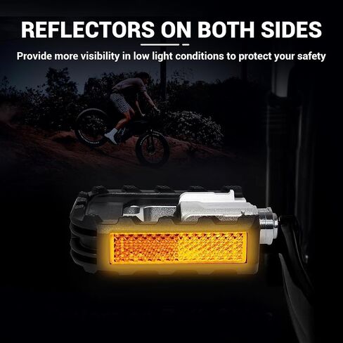 دواسات الدراجة القابلة للطي من Himiway مع شرائط عاكسة، دواسات دراجة من سبائك الألومنيوم قابلة للطي، دواسات ركوب الدراجات بمنصة واسعة غير قابلة للانزلاق مقاس 9/16 بوصة للدراجة القابلة للطي، دراجة BMX، دراجة MTB، دراجة الطريق in Kuwait