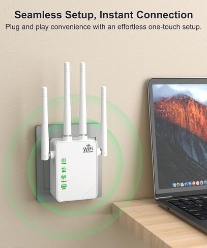 2024 WiFi Extender/Repeater - Expand Coverage to 9860 Sq.ft, Connects 40 Devices, Boosts Internet Signal with Ethernet Port, Easy Setup - Ideal for Home Wireless Networks in Kuwait