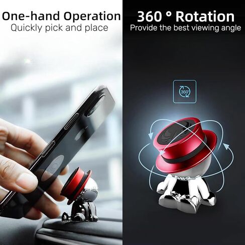 حامل هاتف مغناطيسي لطيف للسيارة، مغناطيس قوي، حامل هاتف مغناطيسي للسيارة [طبقتين] [دوران 360 درجة] حامل سيارة عالمي يناسب جميع الهواتف المحمولة ([A] أحمر) in Kuwait