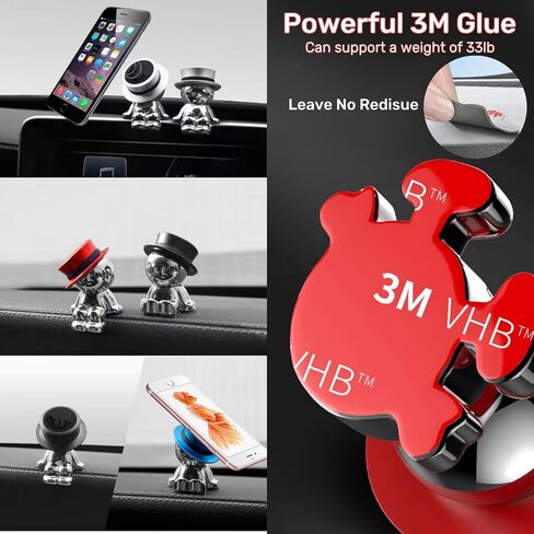حامل هاتف مغناطيسي لطيف للسيارة، مغناطيس قوي، حامل هاتف مغناطيسي للسيارة [طبقتين] [دوران 360 درجة] حامل سيارة عالمي يناسب جميع الهواتف المحمولة ([A] أحمر) in Kuwait