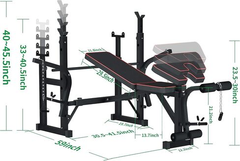 مقعد رفع الأثقال قابل للتعديل ومتعدد الوظائف وقابل للطي، مقعد تمرين أولمبي مع رف القرفصاء، دعم رفع الأثقال التجاري للياقة البدنية in Kuwait