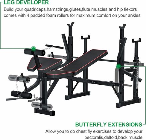مقعد رفع الأثقال قابل للتعديل ومتعدد الوظائف وقابل للطي، مقعد تمرين أولمبي مع رف القرفصاء، دعم رفع الأثقال التجاري للياقة البدنية in Kuwait