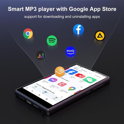 80GB MP3 Player with Bluetooth and WiFi, 5-inch Android Portable Audio MP3&MP4 Player with Built-in Speakers, Support for Spotify, Pandora, Amazon Music, Kids Player for Libby, Audible (Black) in Saudi Arabia