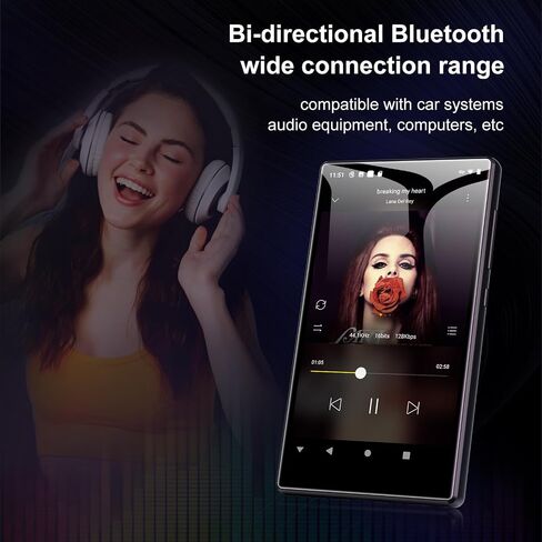 80GB MP3 Player with Bluetooth and WiFi, 5-inch Android Portable Audio MP3&MP4 Player with Built-in Speakers, Support for Spotify, Pandora, Amazon Music, Kids Player for Libby, Audible (Black) in Saudi Arabia