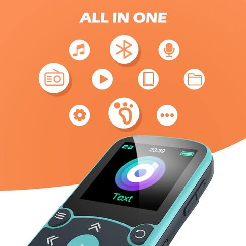 64GB MP3 Player with Clip, AGPTEK Bluetooth 5.3 Lossless Sound with FM Radio, Voice Recorder for Sport Running, Supports up to 128GB TF Card in Saudi Arabia