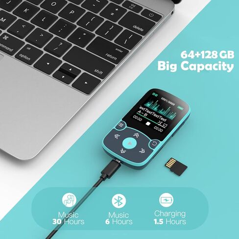 64GB MP3 Player with Clip, AGPTEK Bluetooth 5.3 Lossless Sound with FM Radio, Voice Recorder for Sport Running, Supports up to 128GB TF Card in Saudi Arabia