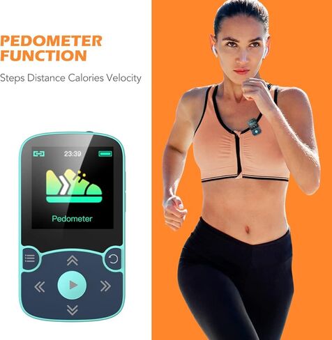 64GB MP3 Player with Clip, AGPTEK Bluetooth 5.3 Lossless Sound with FM Radio, Voice Recorder for Sport Running, Supports up to 128GB TF Card in Saudi Arabia
