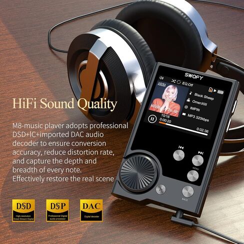 HiFi MP3 Player Lossless DSD High Resolution Digital Audio Music Player, Portable High Definition Portable Audio Player with 128GB Memory Card Supports up to 256GB. in Saudi Arabia