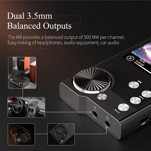 HiFi MP3 Player Lossless DSD High Resolution Digital Audio Music Player, Portable High Definition Portable Audio Player with 128GB Memory Card Supports up to 256GB. in Saudi Arabia