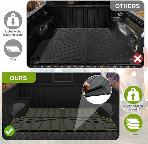 حصيرة سرير الشاحنة AUTOSAVER88 TPE لسيارة تويوتا تاكوما 2005-2023 كابينة مزدوجة مع سرير قصير بطول 5 أقدام و4 أبواب، ملحقات تاكوما، حصيرة سرير شاحنة تويوتا تاكوما شديدة التحمل، أسود in Kuwait