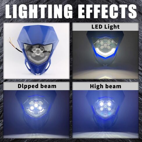 PowerMotor Dirt Bike Headlight,LED Headlights Kit For WR250F WR450F YZ125 YZ450F TTR 2015-2018 Most Dirt Pit Enduro Bike Motorcycle Headlamp Frontlight-Black in Saudi Arabia
