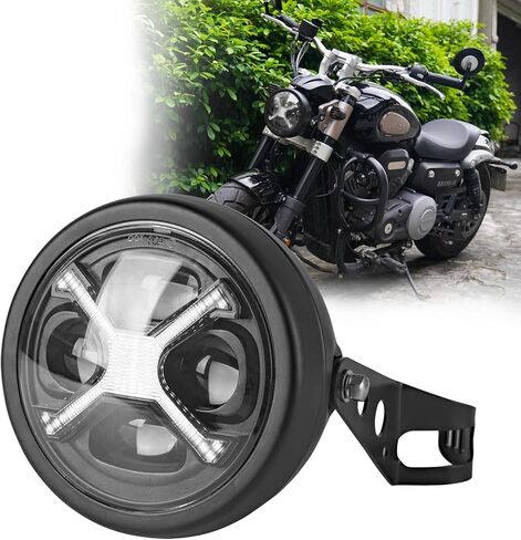 5 3/4 5.75 Inch LED Motorcycle Round Headlight with Housing Bucket & Bracket Compatible with Kawasaki Shadow for Suzuki Motorbikes Metric bikes Cruiser ect for Most Motorcycle in Saudi Arabia