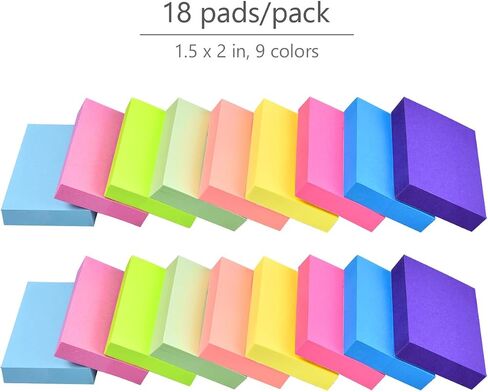 18 Pack Sticky Notes 3"x3"Bright Colors Self-Stick Note Pads, 9 Colors Bulk Sticky Memo Pad for School, Office, Meeting in Saudi Arabia