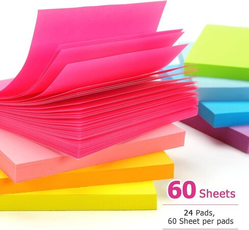 Early Buy 16 Pads Sticky Notes 8 Bright Color Self-Stick Notes 3 in x 3 in, 60 Sheets/Pad in Saudi Arabia