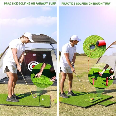 مجموعة سجادة الجولف - بساط ضرب مقاس 5 × 4 أقدام للتمرين الداخلي والخارجي، كبيرة جدًا، سميكة (31 مم)، 5 سجادات قابلة للتبديل، لعشاق الجولف in Kuwait