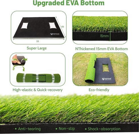 مجموعة سجادة الجولف - بساط ضرب مقاس 5 × 4 أقدام للتمرين الداخلي والخارجي، كبيرة جدًا، سميكة (31 مم)، 5 سجادات قابلة للتبديل، لعشاق الجولف in Kuwait