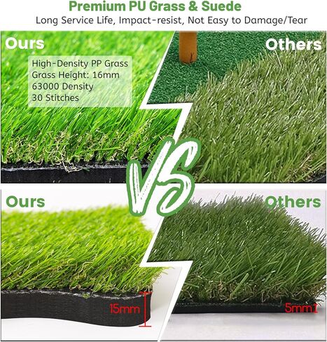 مجموعة سجادة الجولف - بساط ضرب مقاس 5 × 4 أقدام للتمرين الداخلي والخارجي، كبيرة جدًا، سميكة (31 مم)، 5 سجادات قابلة للتبديل، لعشاق الجولف in Kuwait