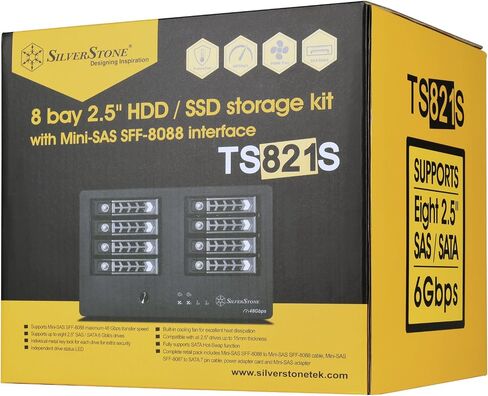 Silverstone Tek RL-TS821S 8 Bay 2.5" SAS/SATA Hard Drive Enclosure to Mini-SAS SFF-8088 with Cables and Adapters in Saudi Arabia