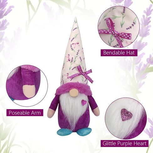 زينة الربيع الأرجواني التماثيل للمنزل، مضاءة الخزامى جنوم ديكور أفخم دمية لتمثال الجدول جنوم الحلي الأم النساء هدية in Kuwait